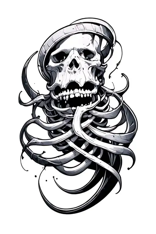Rib cyber sigilism tattoo design idea