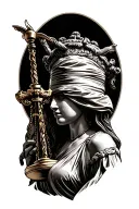 lady justice blindfolded tattoo design idea