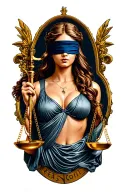 lady justice blindfolded tattoo design idea