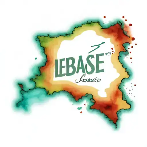 lebanese map in red with arabic calligrapgy writen lebanon in arabic  tattoo design idea