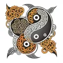 Yin Yang with endless knot inside symbolizing tattoo design idea