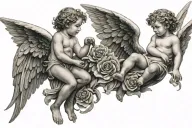 cherub angel and devil tattoo design idea