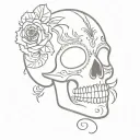 Masquerade skull candy tattoo design idea