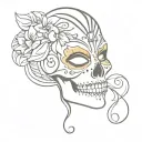 Masquerade skull candy tattoo design idea