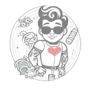 50s lol doll man, grease style tattoo design idea