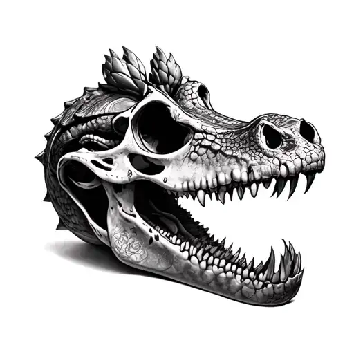 thai alligator skull tattoo design idea