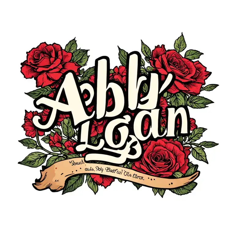 "Abby Logan" kids names in them tattoo design idea