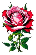 A beautiful hybrid tea rose intertwined with a Jian Sword tattoo design idea