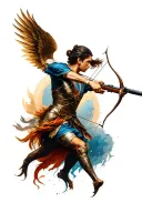 Gemini Sagittarius archer shooting tattoo design idea