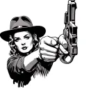 Bonnie And Clyde pointing guns tattoo design idea