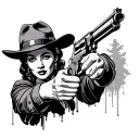 Bonnie And Clyde pointing guns tattoo design idea