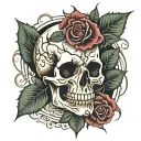 Skull Roses with Thorns tattoo design idea