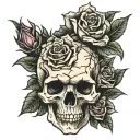 Skull Roses with Thorns tattoo design idea