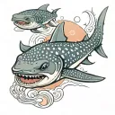 Whale shark swimming tattoo design idea
