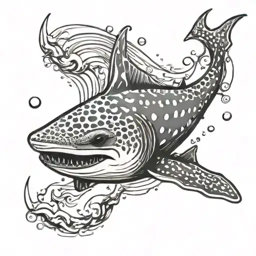 Whale shark swimming tattoo design idea
