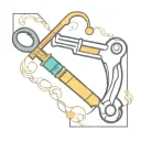 A creative tattoo design combination of tools of gold smithing, the tools must be twisted around each other. Colorful.,  tattoo design idea