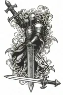 swords and medieval knight tattoo design idea