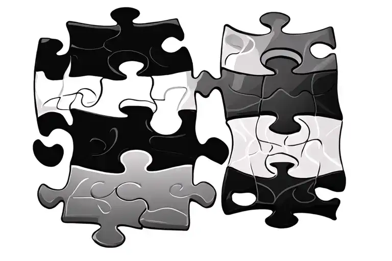 jigsaw puzzle pieces for you and your partner  in Spanish  tattoo design idea