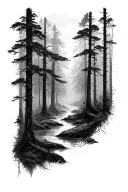 foggy forest half sleeve tattoo design idea