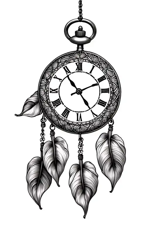 native american dreamcatcher 3 calla lillies pocket watch tattoo design idea