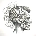 something to symboliz overcoming a traumatic injury to the head and sound waves to symbolize hearing loss tattoo design idea