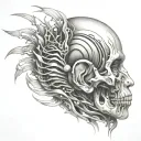 something to symboliz overcoming a traumatic injury to the head and sound waves to symbolize hearing loss tattoo design idea