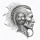 something to symboliz overcoming a traumatic injury to the head and sound waves to symbolize hearing loss tattoo design idea