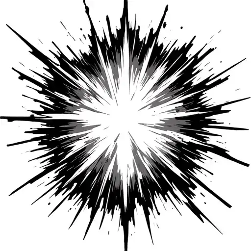 Explosion, Christian faith, expressing the pinnacle of everything, loving peace, black and white tattoo design idea