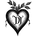 A heart and the initials D and J in it tattoo design idea