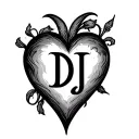 A heart and the initials D and J in it tattoo design idea