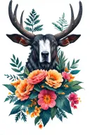 grand teton with floral tattoo design idea