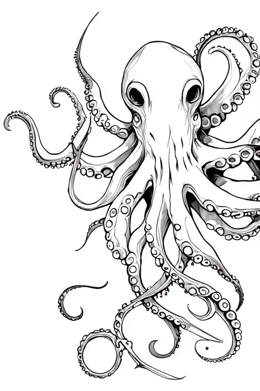 octopus holds a dagger in its tentacles tattoo design idea