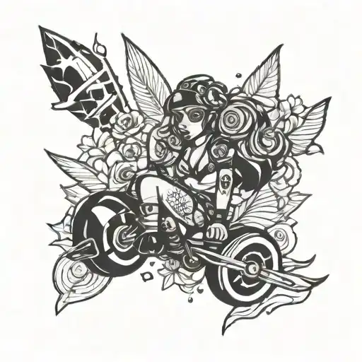 roller derby florida beaches mixed tattoo design idea