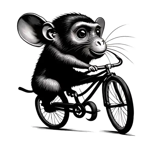 Jerry the mouse with a monkey on a bicycle tattoo design idea