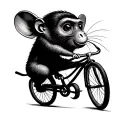Jerry the mouse with a monkey on a bicycle tattoo design idea