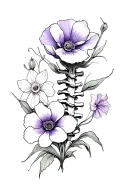 spinal tattoo with a violet, poppy, and a narcissus tattoo design idea