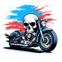 skull on speed motorcycle tattoo design idea