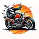 skull on speed motorcycle tattoo design idea