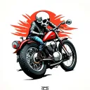 skull on speed motorcycle tattoo design idea