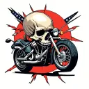skull on speed motorcycle tattoo design idea