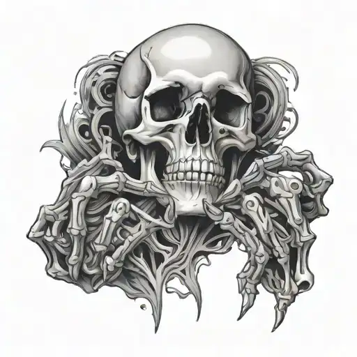 Skull hands sticking out of the body skeleton tattoo design idea