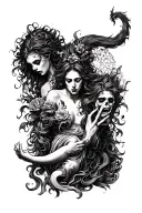 gluttony, lust, pride, greed tattoo design idea