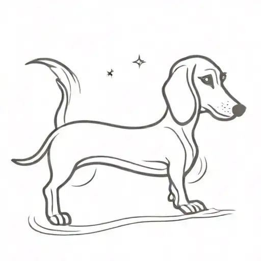 simple dachshund silhouette tattoo design idea