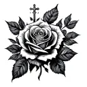 cross and roses  tattoo design idea