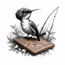 grandmother, cribbage board, England, fishing, hummingbird  tattoo design idea