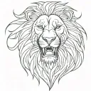 simple abstract outline of roaring lion face with OCD inside representing tattoo design idea