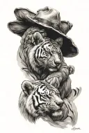 bear with a tiger cub playing tattoo design idea