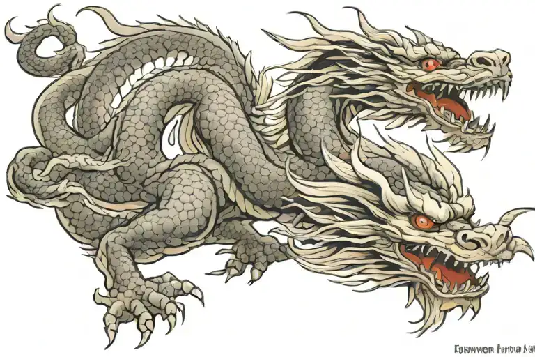 Japanese Dragon With Long realistic Body, normal eyes Black And Grey Tattoo hd quality tattoo design idea
