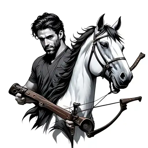 half man half horse  holding a crossbow tattoo design idea