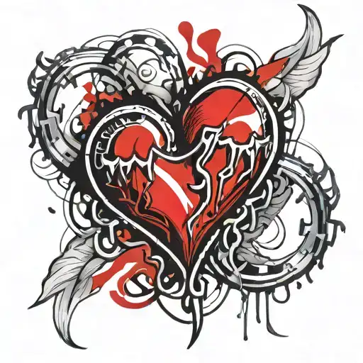 beating heart beat Two wedding rings intertwined tattoo design idea